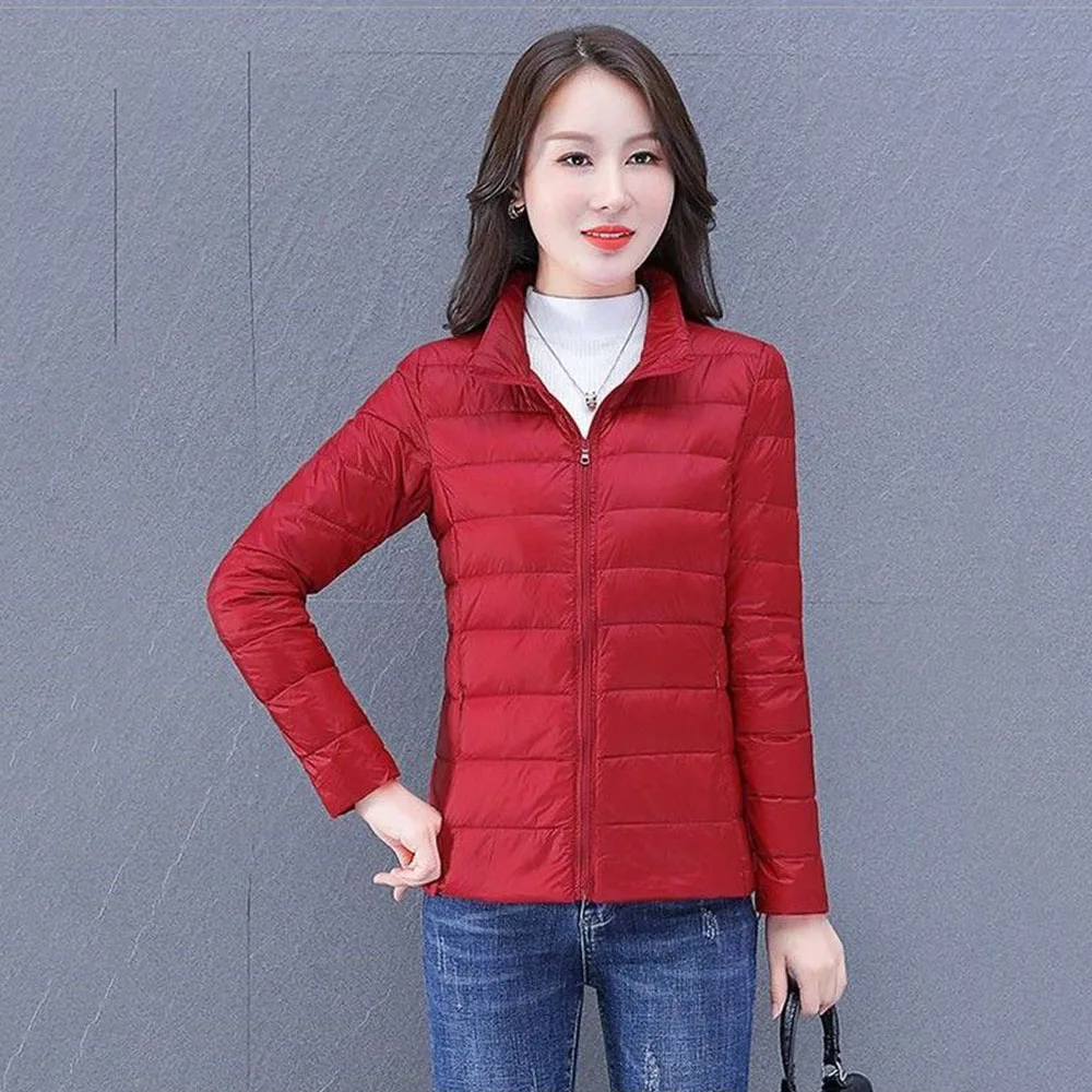 Thin Down Cotton-padded Jacket Women Spring And Autumn Zipper Loose Collar Fashion Korean Version Of Casual Short Coat Female .