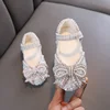 Girls Shoes Bling Single Shoes for Stage Performance Mary Janes Bow Crystal Glitter Wedding Flats Dance Party Leather Shoes New 5