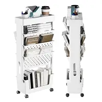 5-Tier Removable Magazine Newspaper Storage Rack, Book Storage Rack With Wheels Tableside Bookshelf For School Classroom Office 1