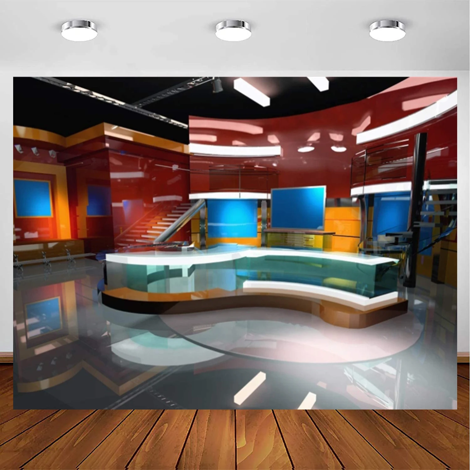 Bright Multimedia Broadcast Stage Backdrop TV Station Weather News Report  Economic Interview Program Record Background Compere | AliExpress