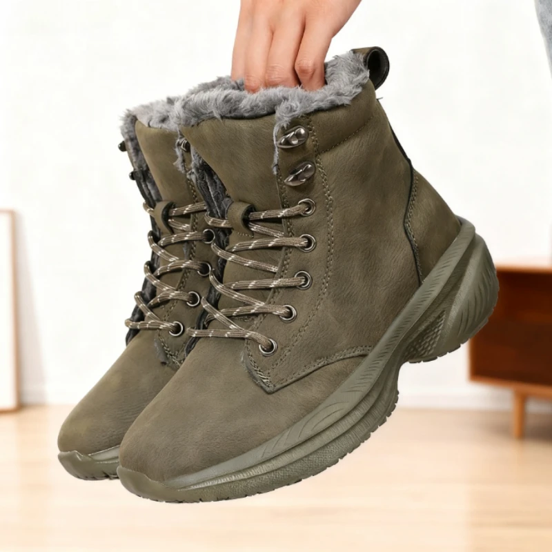 Retro Women's Boots for Winter Warmth Fashion Solid Color Anti Slip Plush Snow Boots Minimalist Casual Outdoor Women's Sneakers