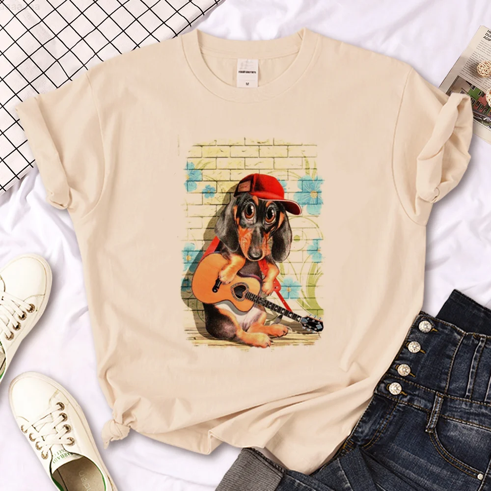 

Dachshund top women designer summer t-shirts girl designer 2000s manga clothing