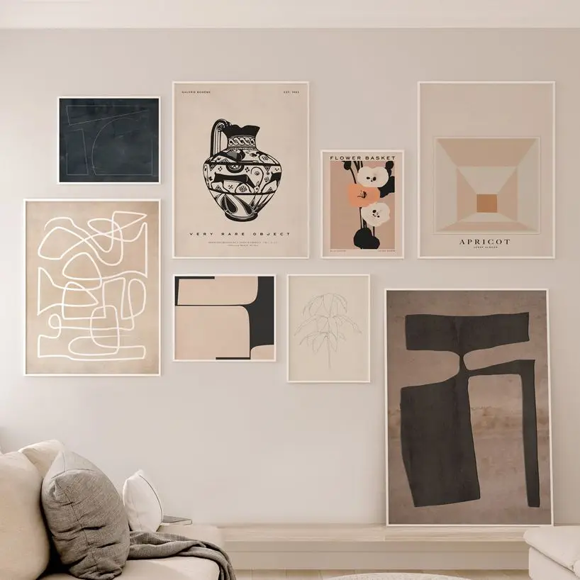 

Vintage Abstract Lines Geometric Flower Vase Wall Art Canvas Painting Posters And Print Wall Pictures For Living Room Home Decor