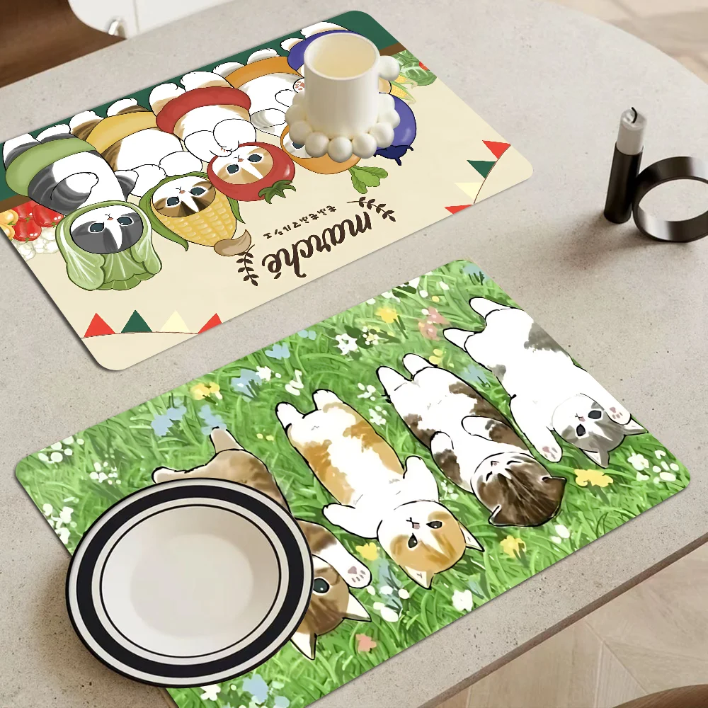 Funny Cat Mofusand Kitchen Draining Mat Tableware Pad Coffee Dish Drying Mat Placemat Bathroom Kitchen Drain Pad 3