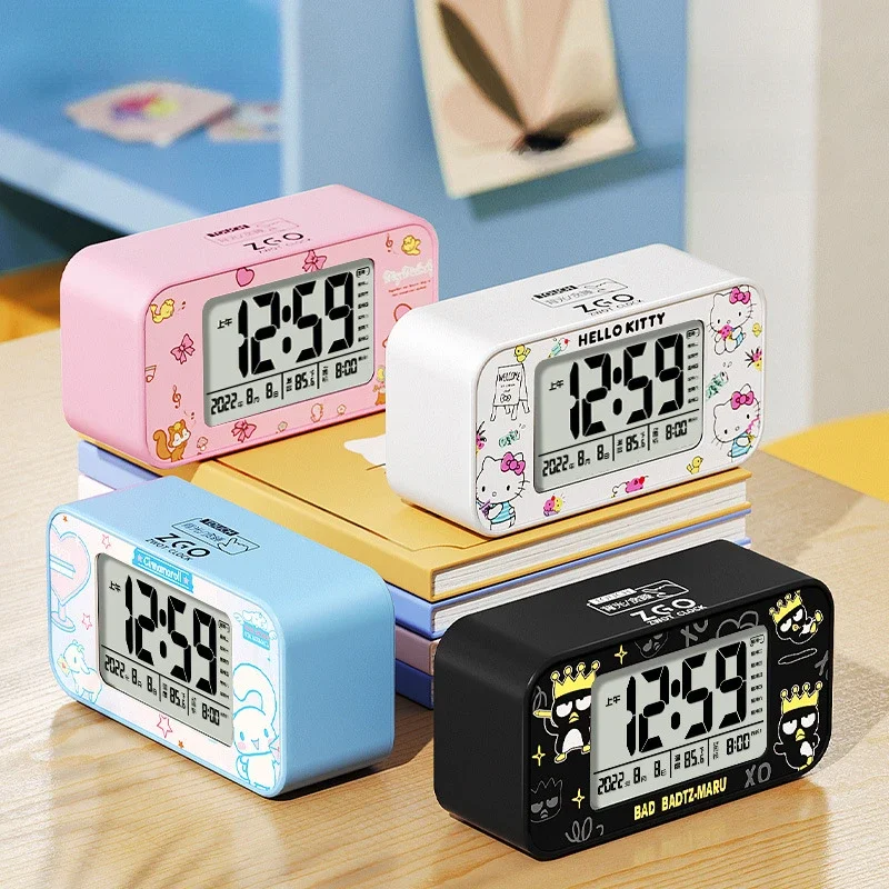 Sanrioed Anime Ins Style My Melody Cinnamoroll Alarm Clock Figure Usb Charging Voice Broadcast Christmas Gift Kawaii Alarm Clock