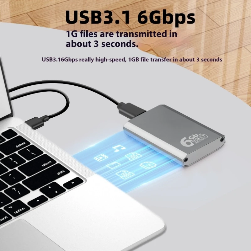 mSATA 엔클로저 휴대용 알루미늄 케이스 6Gbps 데이터 전송 케이스(타입 C 포함)