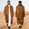 Suede Velvet Abaya Muslim Men's Prayer Robe Thickened Coat Warm Hooded Cardigan Eid Djellaba Islam Jubba Thobe Abaya Winter New