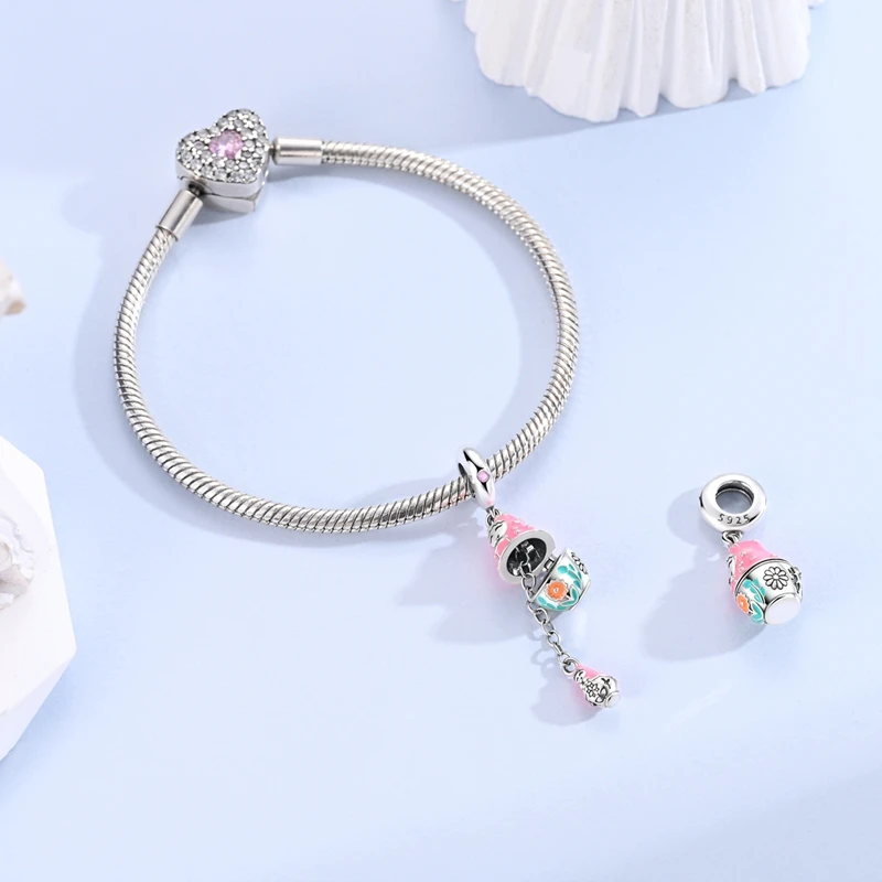 Neue 925 Sterling Silber Charms Perlen Fisch Bär Apfel Ente Anhänger Passend für Original Armband Halskette für Frauen DIY Schmuck Geschenk – Detail 3