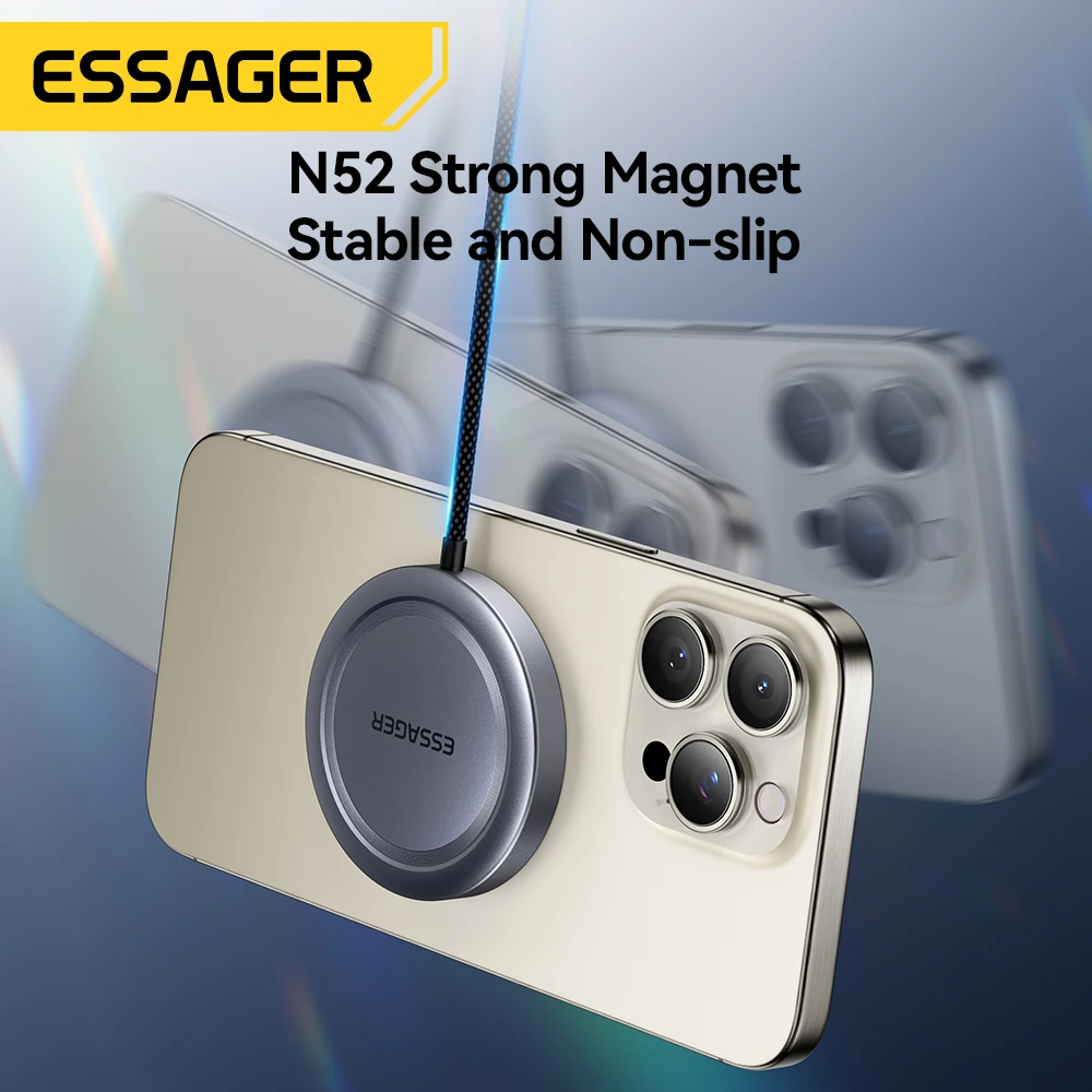 Essager Ture 15W Magnetic Qi2 Wireless Charger for iPhone 16 Pro Max Samsung S23 Fast Charging for MagSafe Wireless Charging Pad