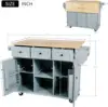 Kitchen Island on Wheels with Drop Leaf, Wood Kitchen Island Cart with Internal Storage Racks, Rolling Kitchen Island 2