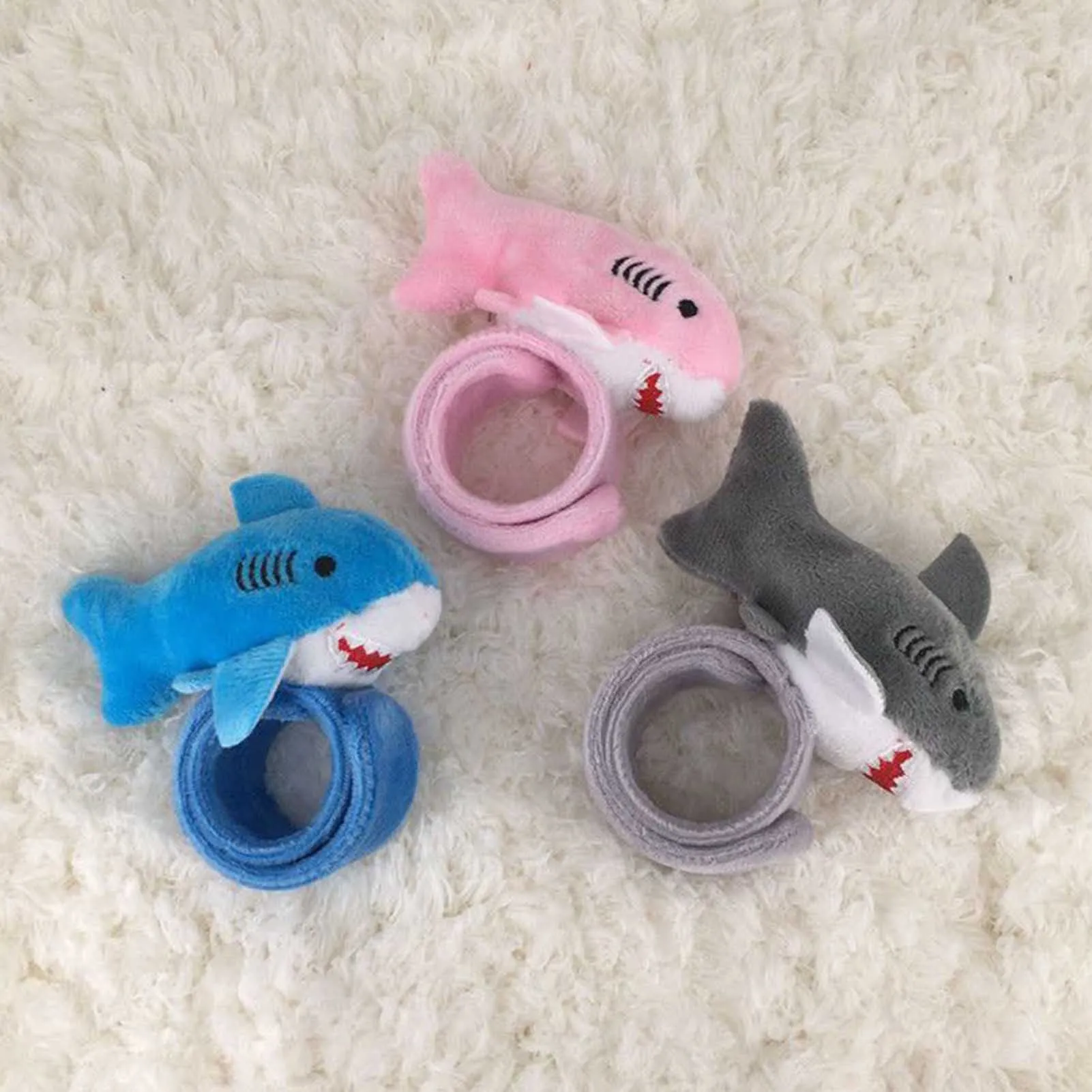 Plush Toys Party Toys Cute Plush Shark Slap Bracelet Wristband Adorable Animal Pattern Hands Clap Circle Toy for Kids Birthday Gifts Party Favors