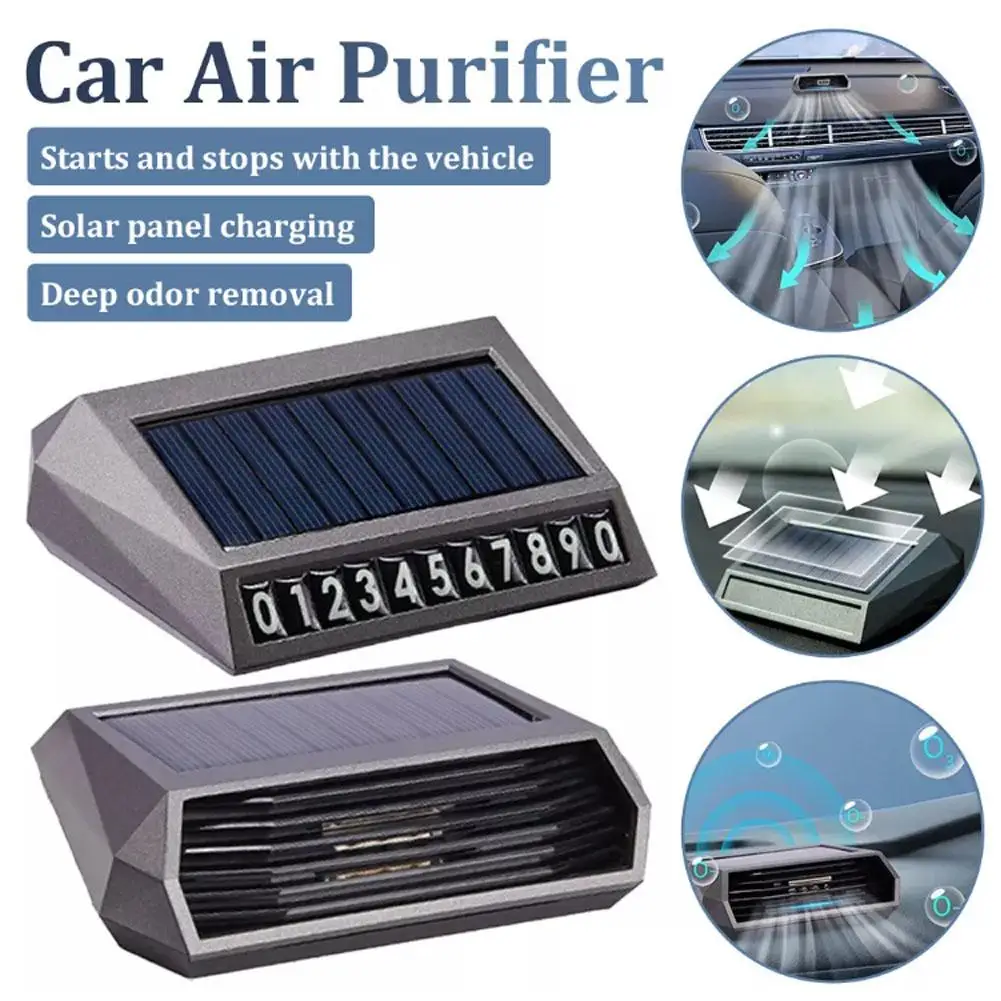 Solar Powered Car Air Purifier With Deodorizing Sterilizing Function Color Intelligent Indicator Saving Light Changing Ener E8U0