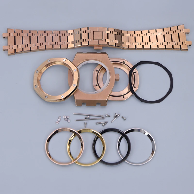 

Rose Gold 41mm Luxury Men's Watch Cases Bracelet For Seiko nh35 nh36 Movement 28.5mm Dial Sapphire Glass Steel Chapter Rings