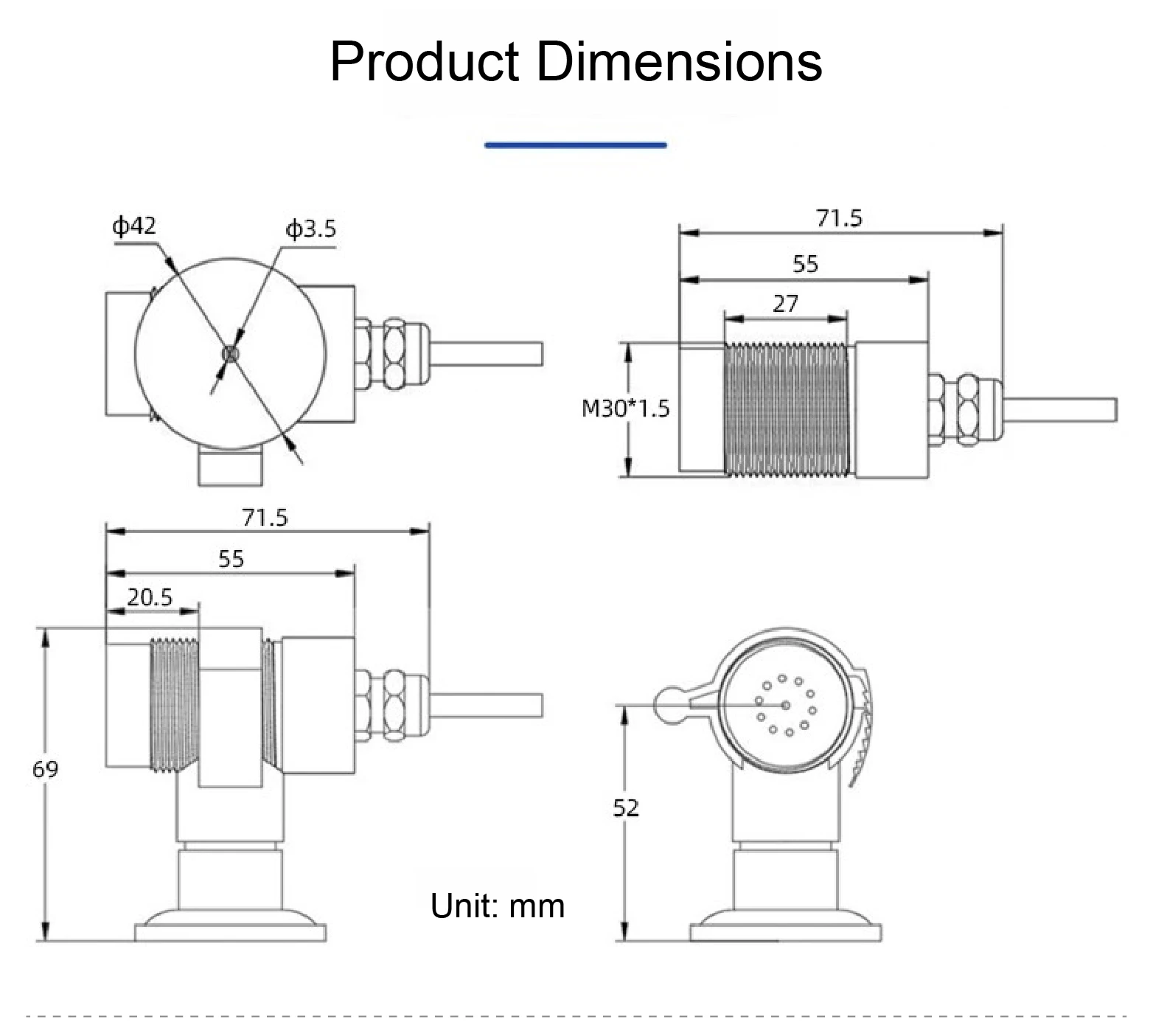 High Sensitivity Ammonia Gas Detector NH3 Sensor Wall Mounted 4-20mA RS485 Outpu