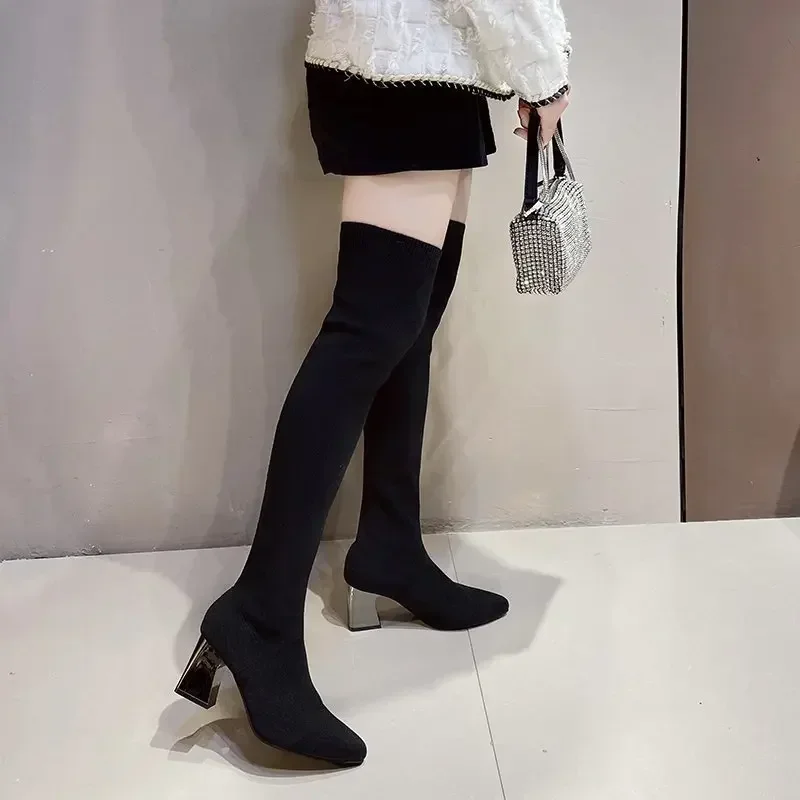 2023 New Woman Long Socks Boots Female Fashion Flat Fashion Shoes for Women Winter Stockings Boot Platform Female  Women Shoes