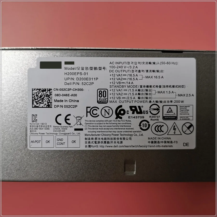 Optiplex 3080 5080 7080 5090 7090 Sff 200w Adaptador de Alimentação Psu H200ebs01 L200ebs-01 H200eps-01 K92tw 5tvm5 52c2p Novo - Imagem 4