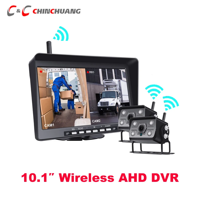 

10.1 Inch AHD Wireless 1280x720 High Definition Truck DVR 4 CH IPS Monitor with IR Night Vision Car Reverse Backup Camera