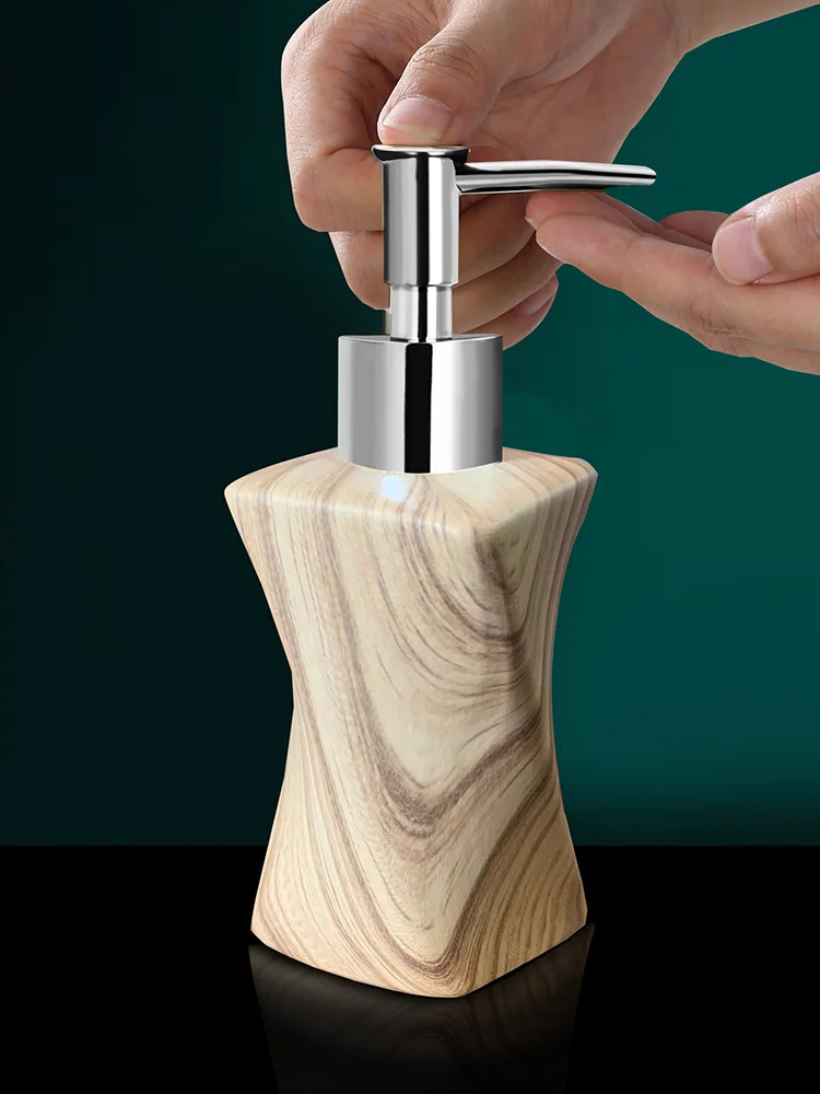 Creative Wood Grain Ceramic Soap Dispenser Lotion Bottle