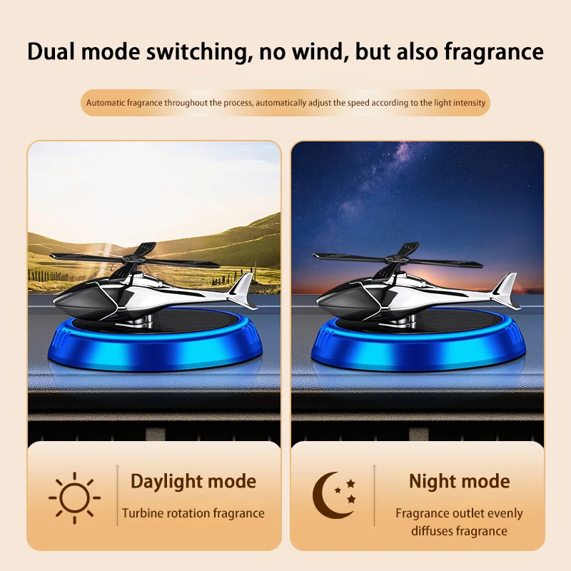 Solar Powered Rotation Helicopter Solar Aromatherapy Car Air Freshener Alloy+ABS Wooden Fragrance Auto Aroma Diffuser 2025