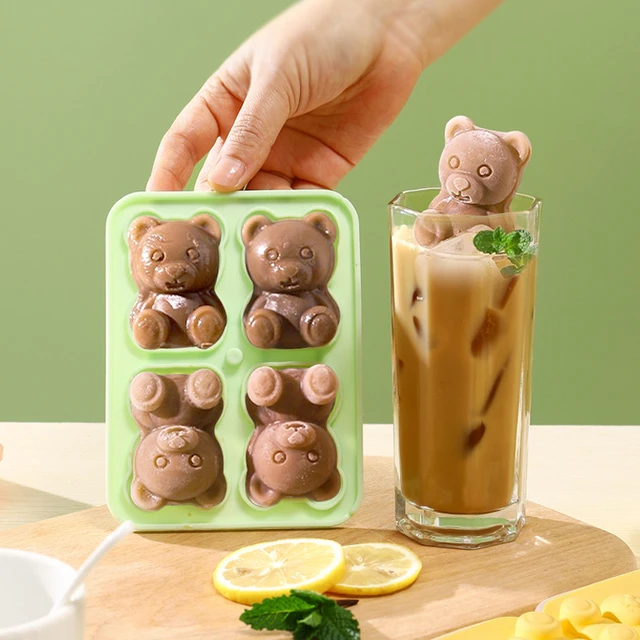 Silicone Ice Cube Trays with Lid Cute Bear Shape Ice Cube Moulds for Freezer  Baby Food Water Whiskey Cocktail Ruit Juice Drinks - AliExpress