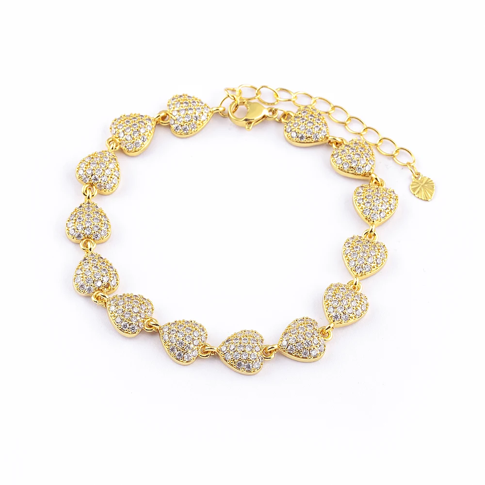 

AIBEF Gold Color Heart Charm Bracelets For Women Men Romantic White Zircon Bracelets Bangles Pulseira Jewelry Gift Dropshipping