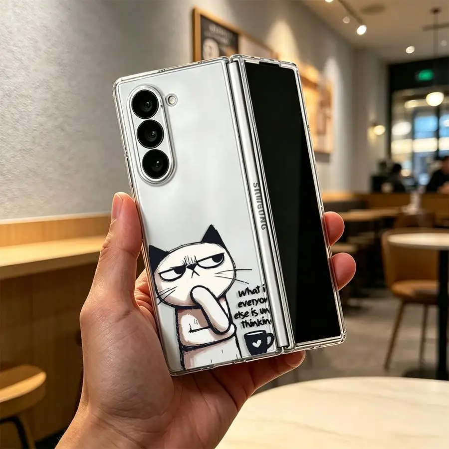 Coffee Cat Thinking Phone Cover - Elegant Case