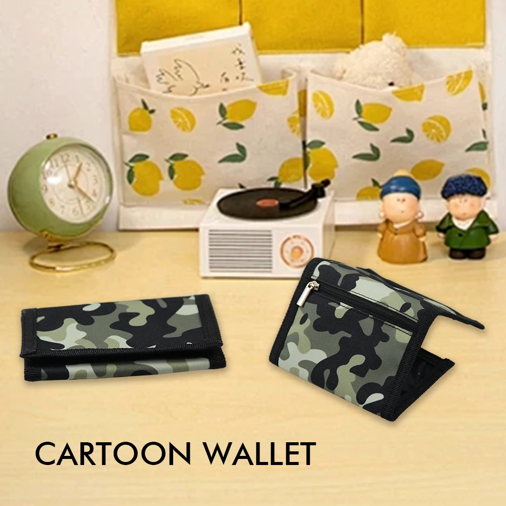 Children's Wallets Camouflage Wallets Slim Wallet Trifold Sports with Zipper Travel Coin Purse Cards Holder Kids Gifts