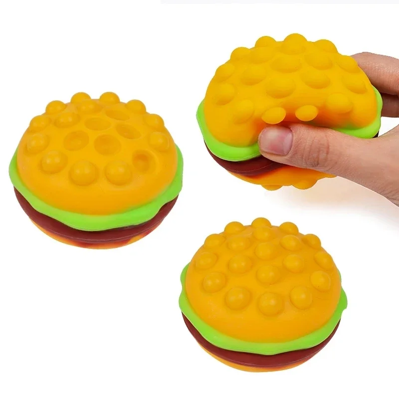 NEW 3D Hamburge Pop Ball Bolinha Anti Stress Push Kawaii Fidget Toys Popete Fidgets Antistress Toy Pop Adults Squeeze for Kids
