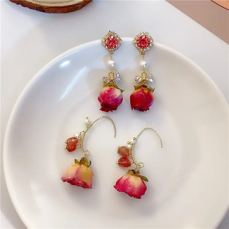 Red Rose Epoxy Resin Earrings Image 1