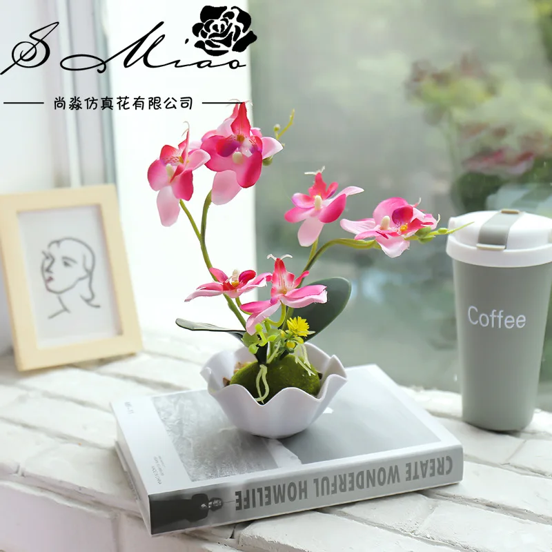 Artificial & Dried Flowers classic New Simulation Flower Phalaenopsis Bonsai Creative Decoration Simulation Plant Interior Decoration Orchid Green Plant flower fall artificial flora artificial & dried floral