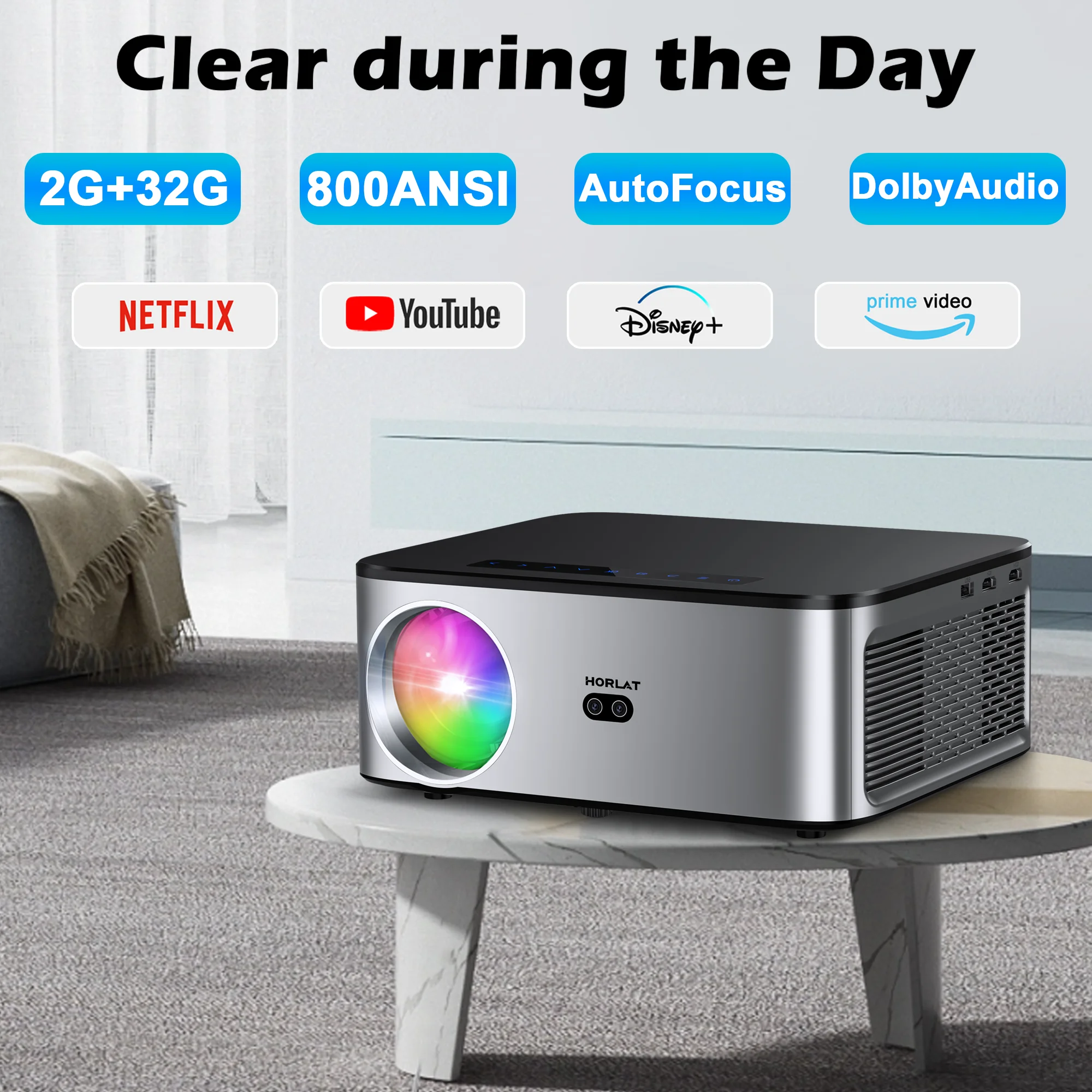 HORLAT-Projetor-Android-Port-til-800-Lumens-Visualiz-vel-ao-Dia-HD1080P ...