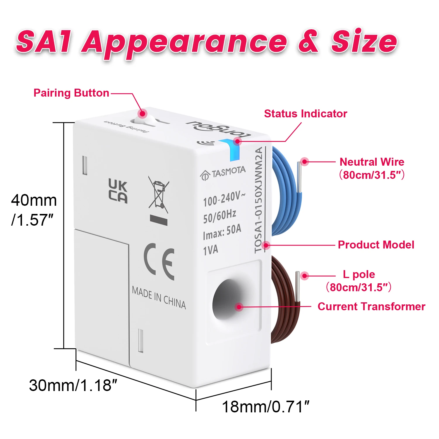 Smart WiFi TASMOTA Energy Meter 1–50A Works With Matter Home Assitant Real-Time