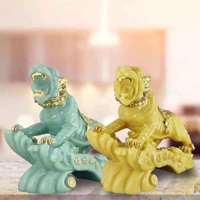 

Chinese Tiger Sculpture Resin Ornaments Crafts Living Room TV Cabinet Desktop Decorations Lucky Money Gifts Home Decore