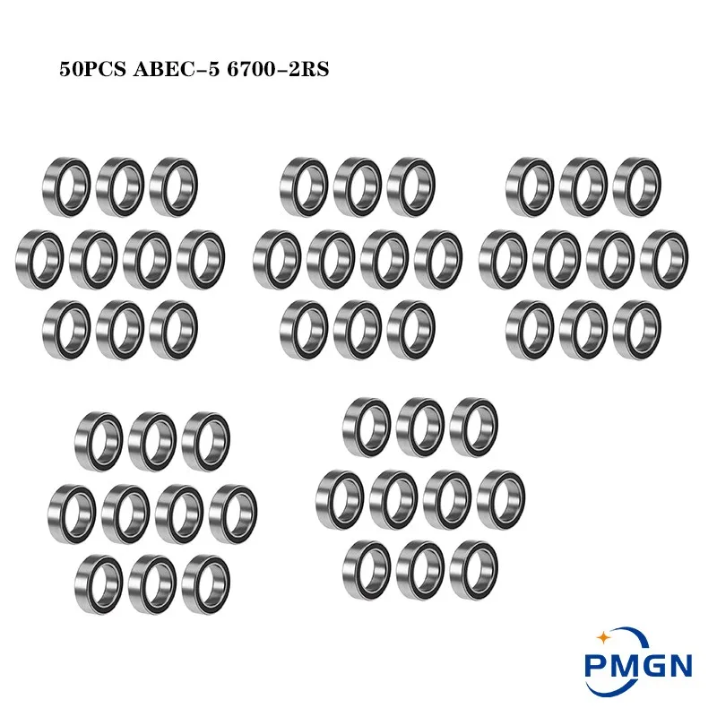 50PCS ABEC-5 6700-2RS High quality 6700RS 6700 2RS RS 10X15X4MM Miniature Rubber seal Deep Groove Ball Bearing