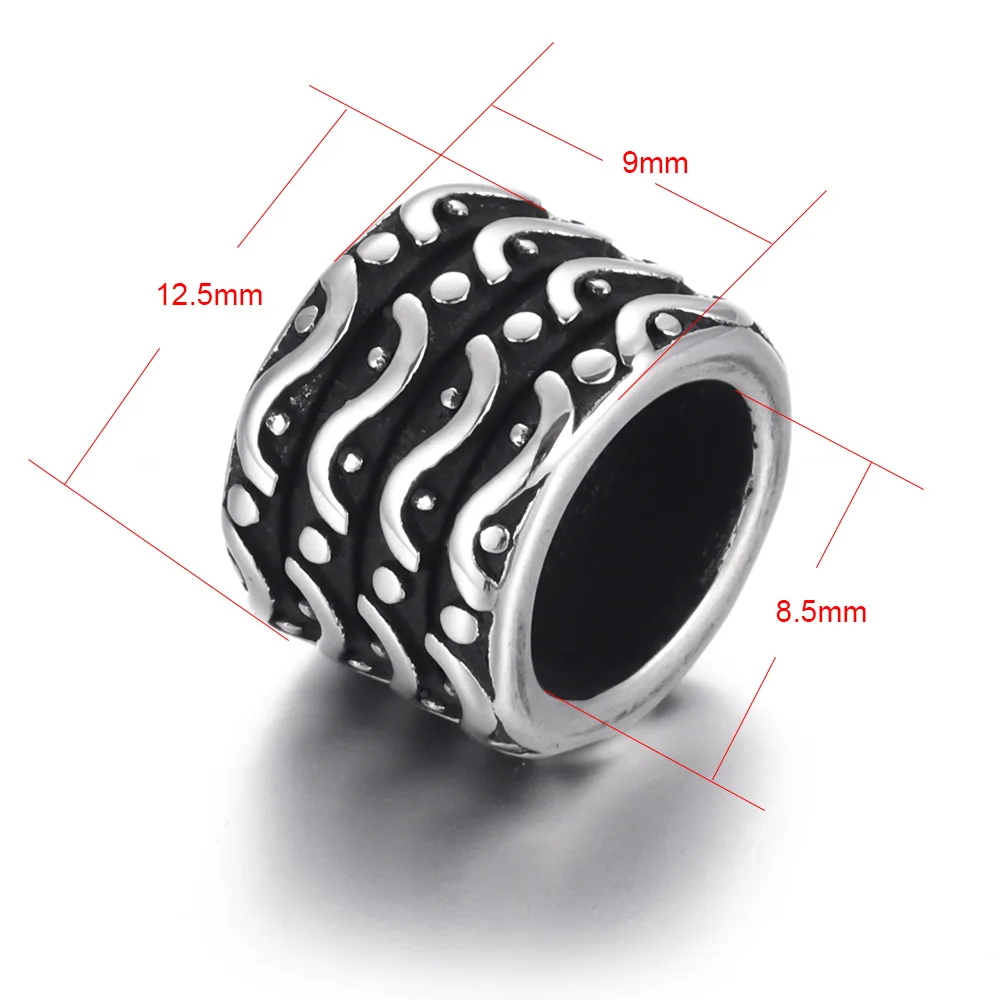 Edelstahl große Loch Perlen schwärzen Slider Charms passen 8mm Leder armband liefert Schmuck machen DIY Ergebnisse – Detail 1