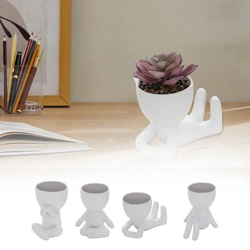 

Succulent Plant Pot Creative Human Shaped Ceramic Flower Vase Decorative Cartoon Head Flower Arrangement Pot For Home Decor