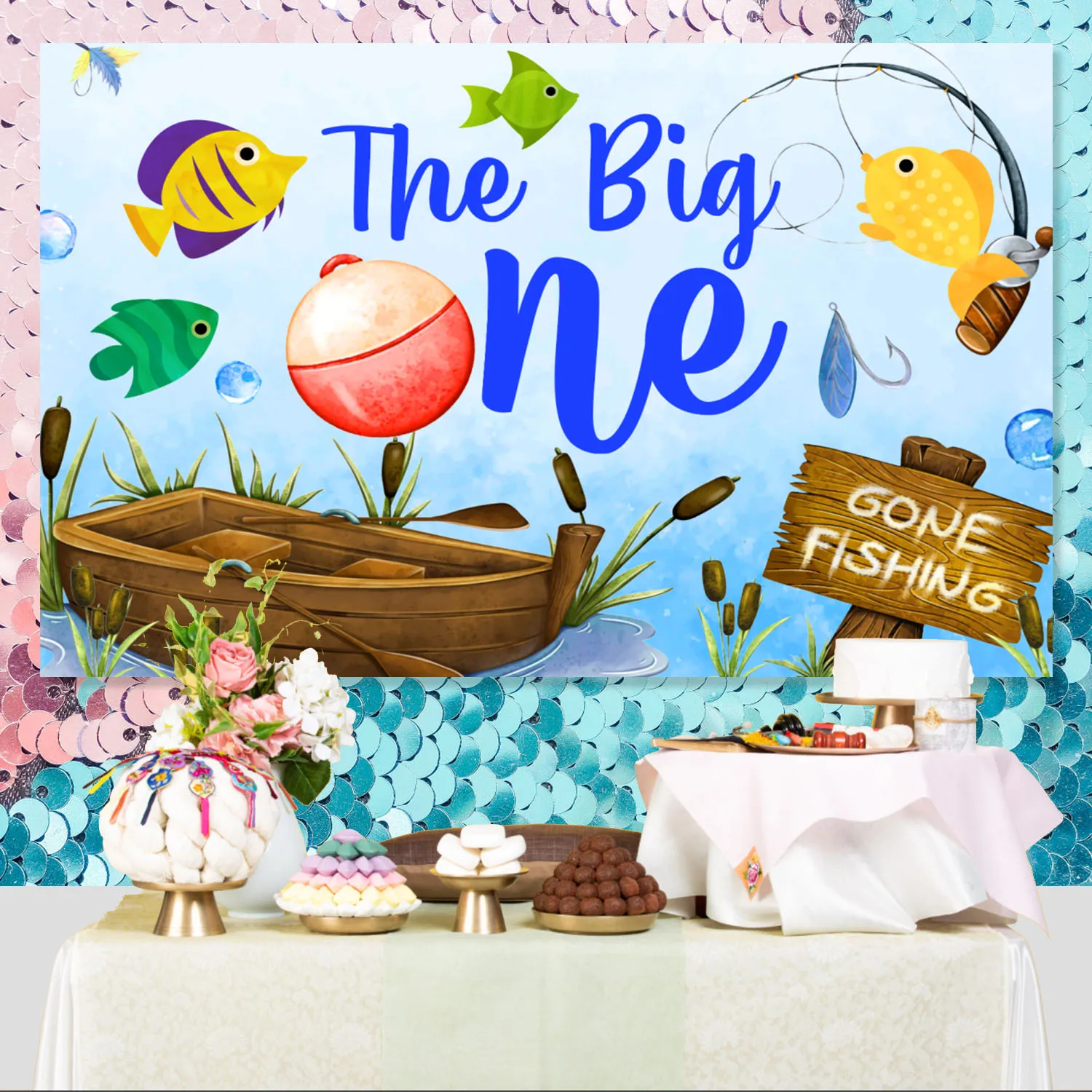The Big One Birthday Decor for Boys Fishing First Birthday Backdrop  Tablecloth for Little Fisherman Birthday Party Supplies - AliExpress