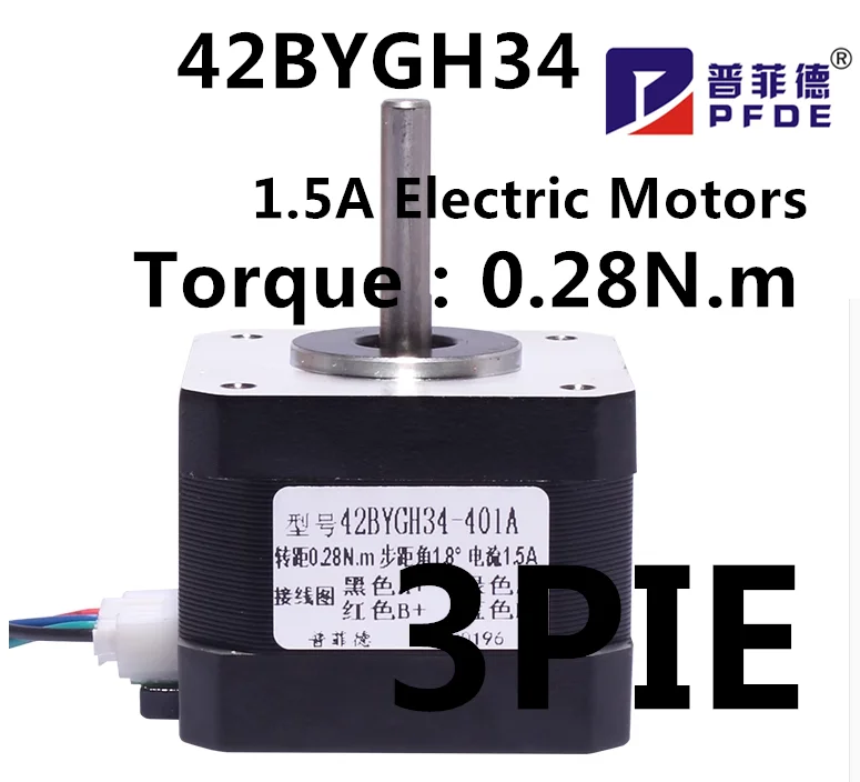 3Pie 42 Bygh34 Nema17 Schrittmotor Mit Hohem Drehmoment Fuir 3D-Drucker Cnc-Frau Gravur Maschine 0, Muslima1.5A Elektromane