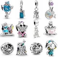 Herocross 925 Sterling Silver Alice In Wonderland Cat Charm of ley 925 Chain Beaded Fit Original Bracelet DIY Ladies Jewelry 1