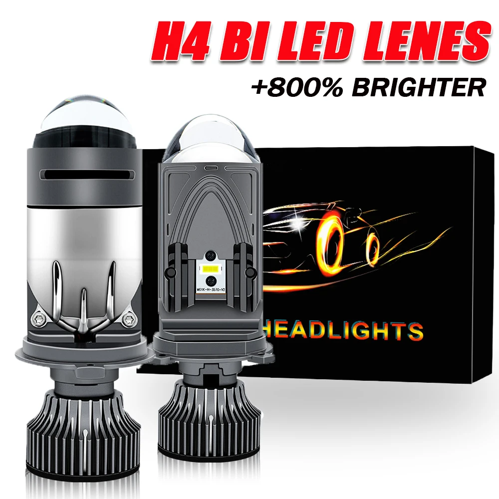 H4 Bi LED Projector Lens Headlight 30000LM 6000K Conversion High Low ...