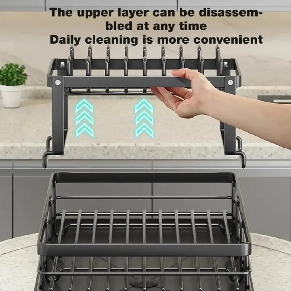 Dish Drying Rack Kitchen Cabinet Storage with Drainboard Cutlery Storage Holder Stainles Steel Dish Rack Kitchen Counter Drainer dish drying rack