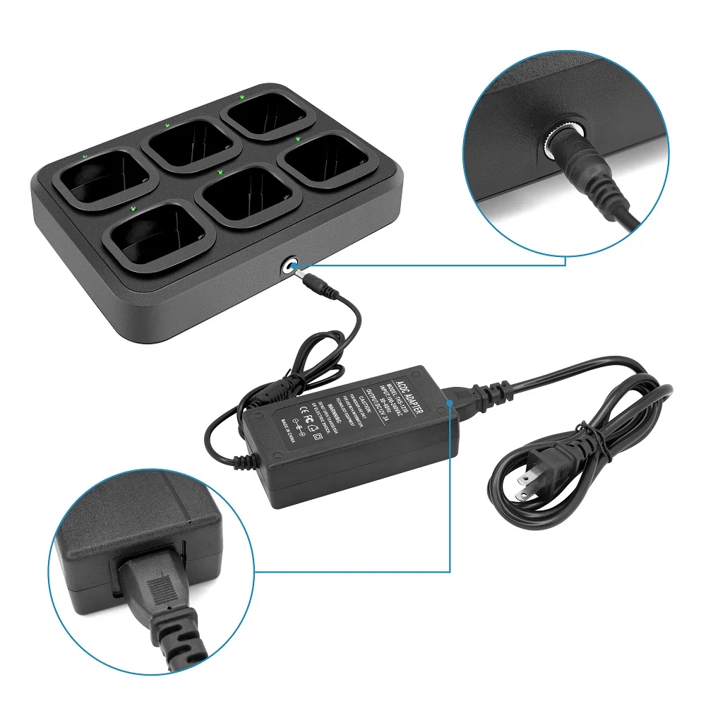 6-Way Multi-Functional Charger Adapter Rapid Charging for XiR C1200 C2660 CP1208 CP1668 CP476 Walkie Talkie Two Way Radio