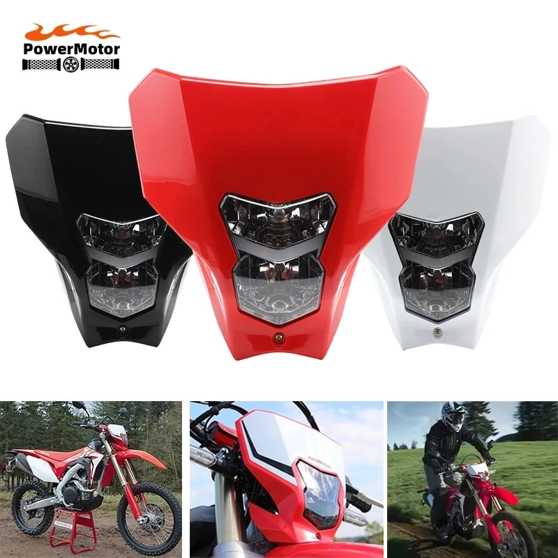 Motocicleta Farol para Honda CRF 450, Motocross Enduro Fairing Plate, Dirt Bike Faróis, Farol Acessórios, Frete Grátis