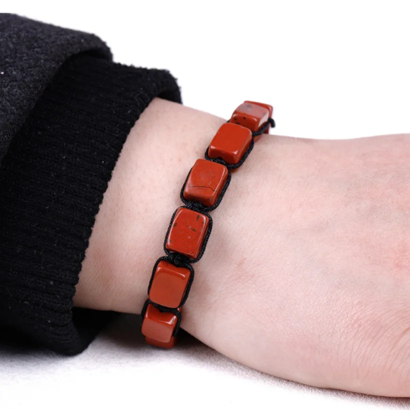 7 Chakra square Stone Bracelets Reiki Healing Crystal Natural Gemstone Braided Rope Bracelet for Women Girls Yoga Jewelry