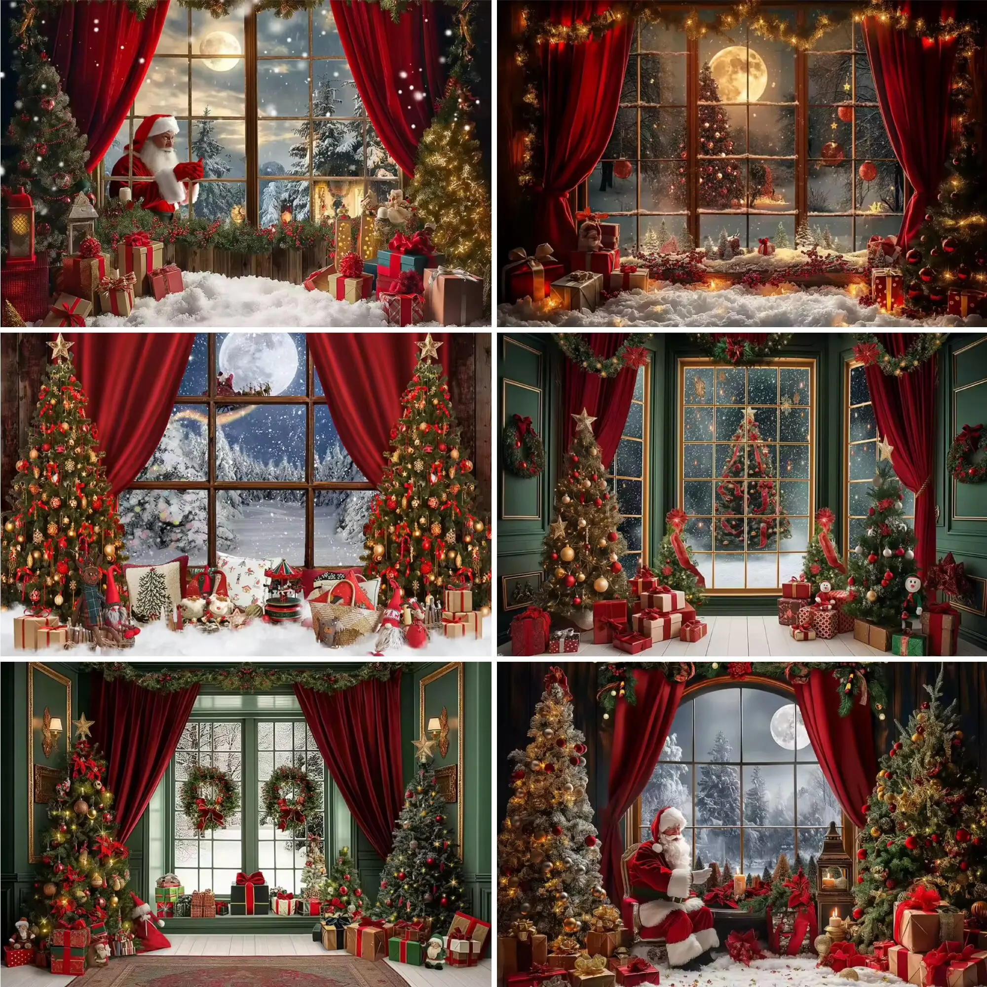 thumbnail image 2 of Fondo de frente de casa de calle de Papá Noel, accesorios de fotografía para bebés y niños, fondo de fotografía de Navidad para fiestas de adultos y niños, 2 of 5