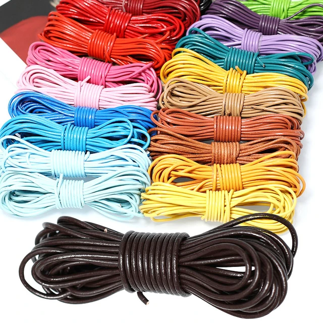 Cowhide Leather Cord, Leather Jewelry Cord, Sky Blue, Size: about