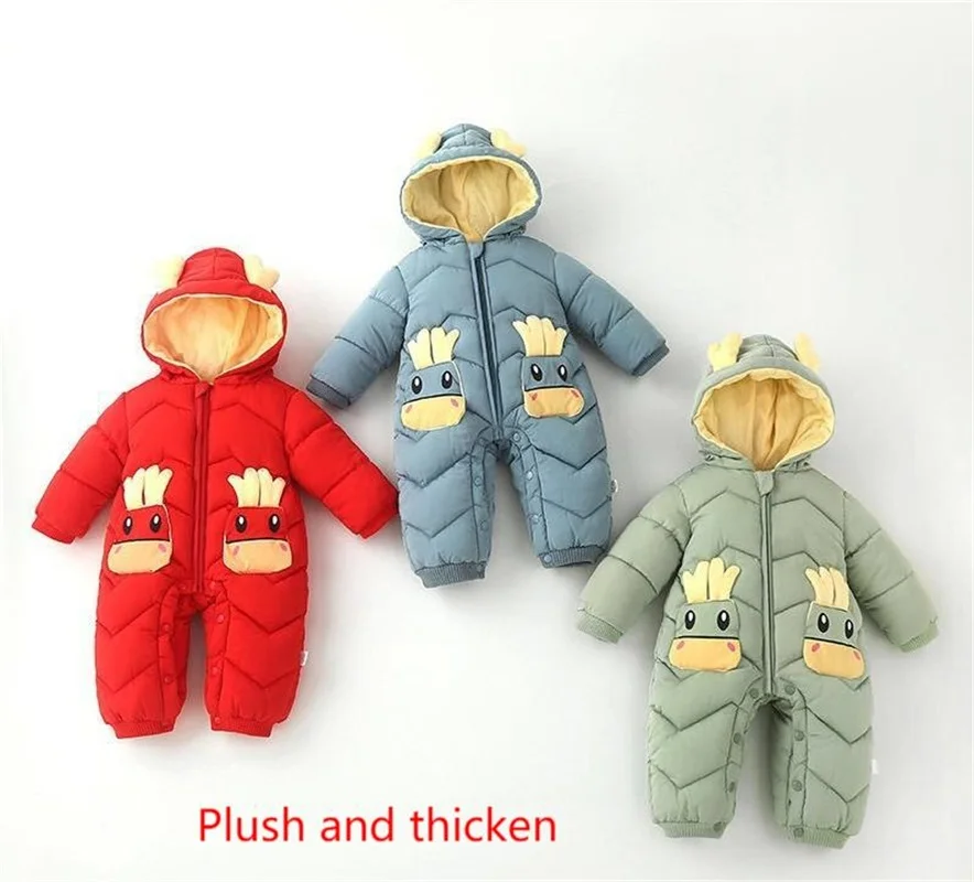 

Winter Baby'S Plush Thickened Crawling Suit Newborn One-Piece Suit Down Cotton Padded Suit