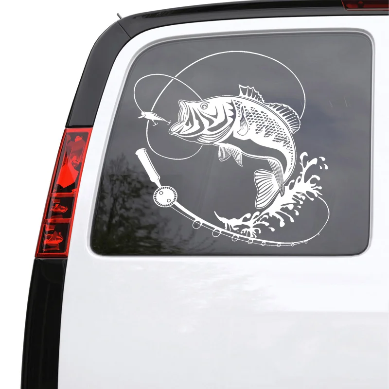 Fishing Fish Hook Rod Vinyl Car Windows Decor Sticker Fishing Boat Nautical  Decoration Outdoor Decals Waterproof Murals Z509