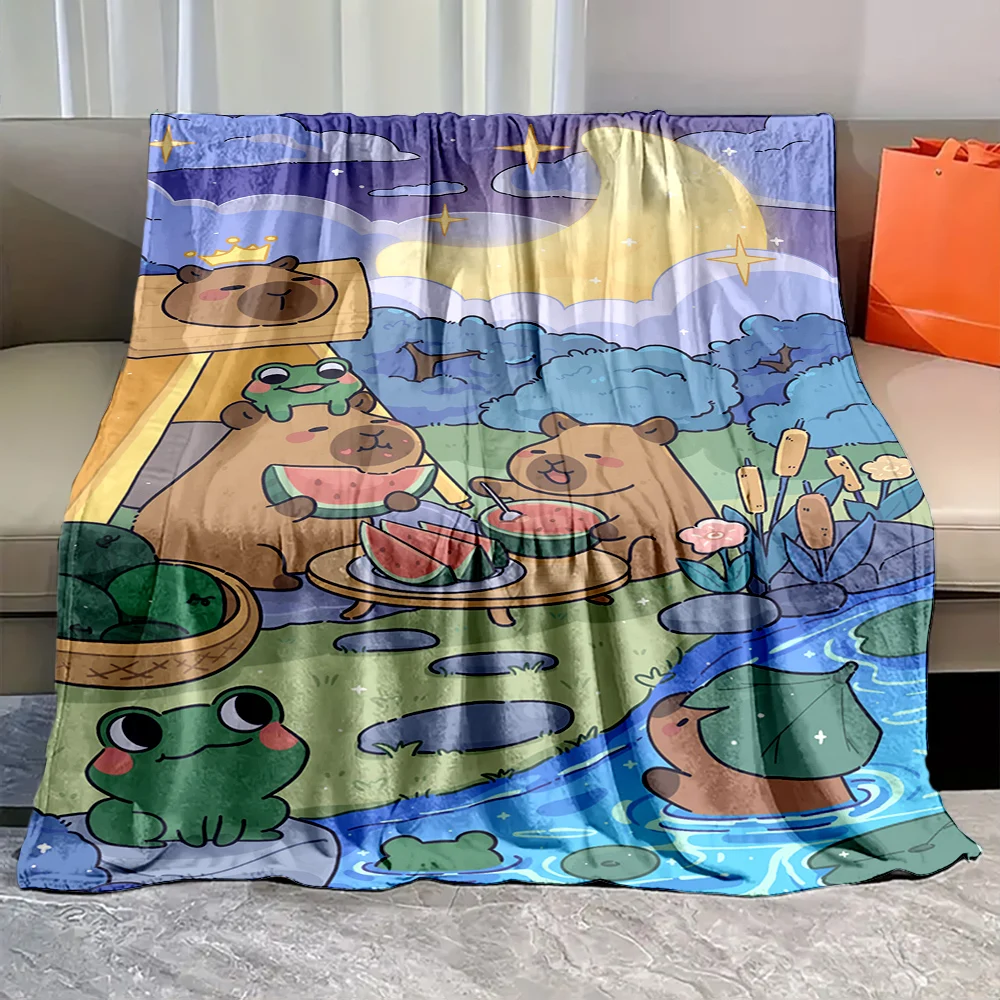 Cute Cartoon Cabypara Print Blanket Warm Soft and Comfortable Home Travel Blanket Sofa Bedding Camping Cars Blankets for Gifts 5