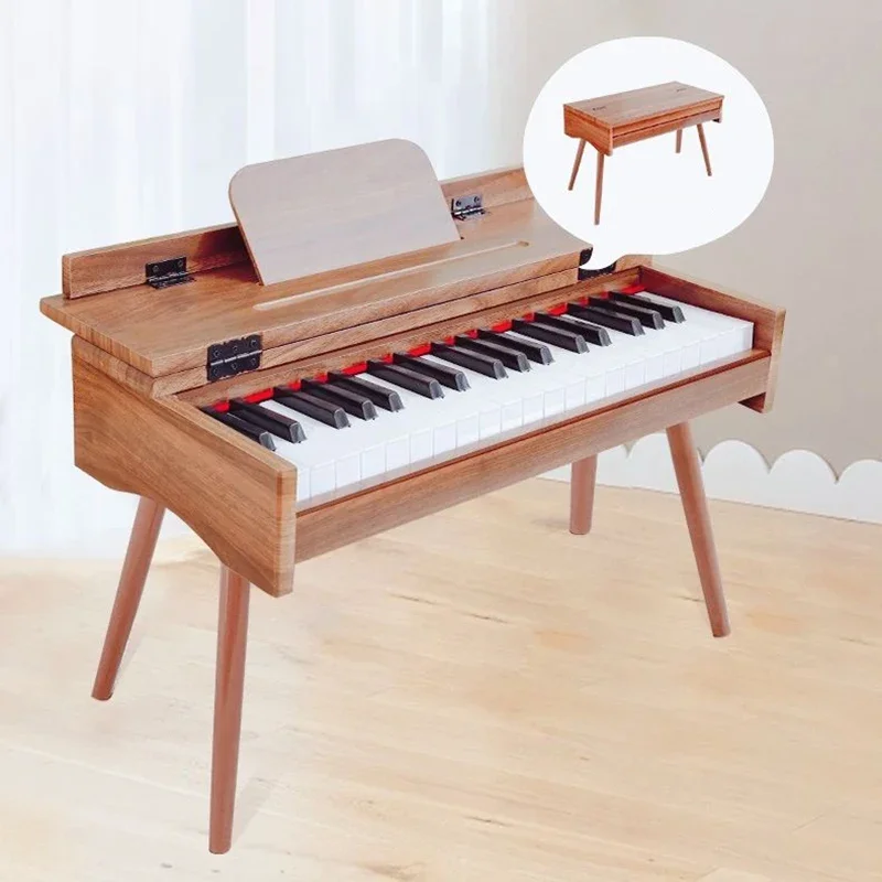 Wooden Electronic Organ Children Beginner Keyboard Instrument 37 Keys Electric Piano Portable Semi Professional Electronic Organ